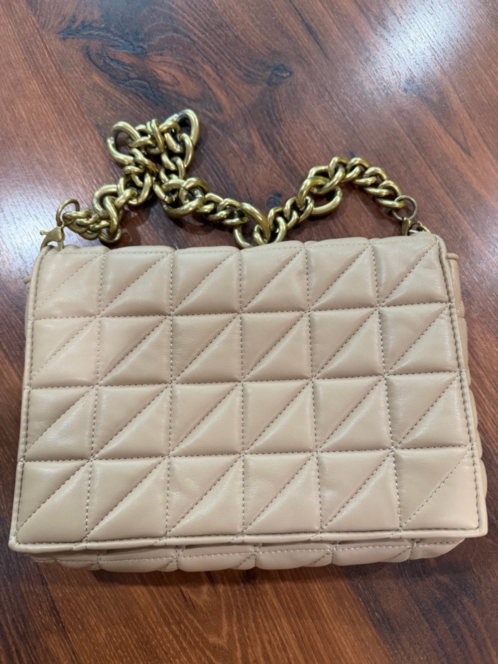 Zara medium women shoulder bag beige new with gold chain